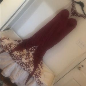 Cream and  crimson red dress